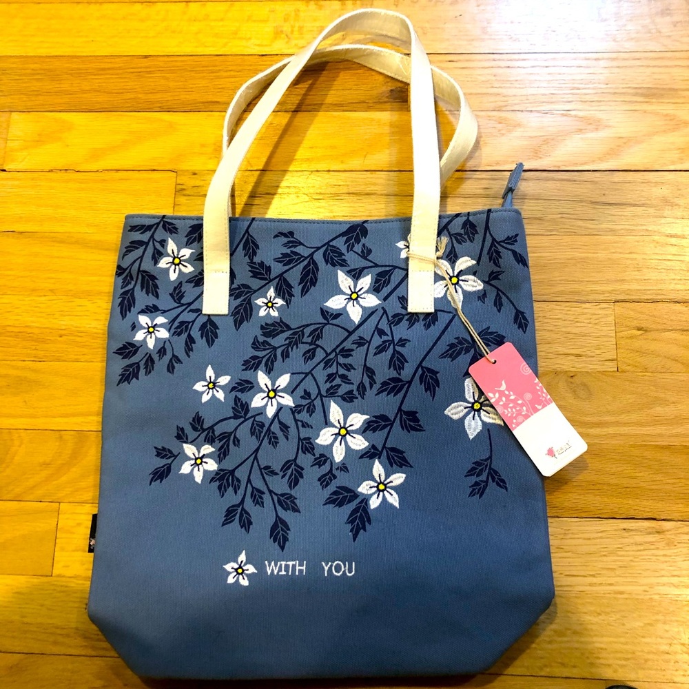 Embroidered canvas tote